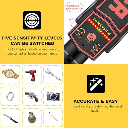 Image of Handheld Metal Detector Wand Security Scanner,High-Sensitivity Security Wand Metal Detector,Nail Finder,Metal Detector Wand for Woodworking (Built-in Battery, with Charging Line)