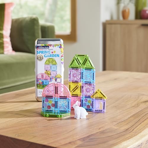 Image of MAGNA-TILES microMAGS 24-Piece Spring Garden Travel Set, The Original Magnetic Building Brand