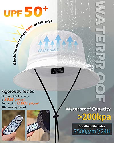 Image of Water-Resistant Bucket Hat for Women Men Rain Hat UPF 50+ Boonie Sun Hat Foldable Summer Floppy Fishing Safari Hats
