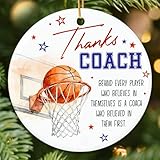 ZAGKOO Basketball Coach Ornament 2026 - Coaches Christmas Ornaments for Men and Women - Basketball Coach Gifts - Sports Thank You and Appreciation Gift Ideas - Ceramic Xmas Tree Ornament Decoration
