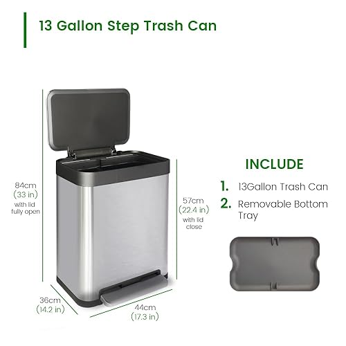 Miniatura 113 de Cubo de basura pequeño para baño con tapa, cubo de basura de 1.3 galones con cubo interior extraíble, cubo de basura delgado con tapa de cierre