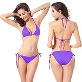 Bikini para mujer clásico sin volantes, parte superior de bikini ajustable, ropa de baño de cintura baja, tanga, braguita de bikini de dos piezas, traje de baño, traje de baño, traje de baño para