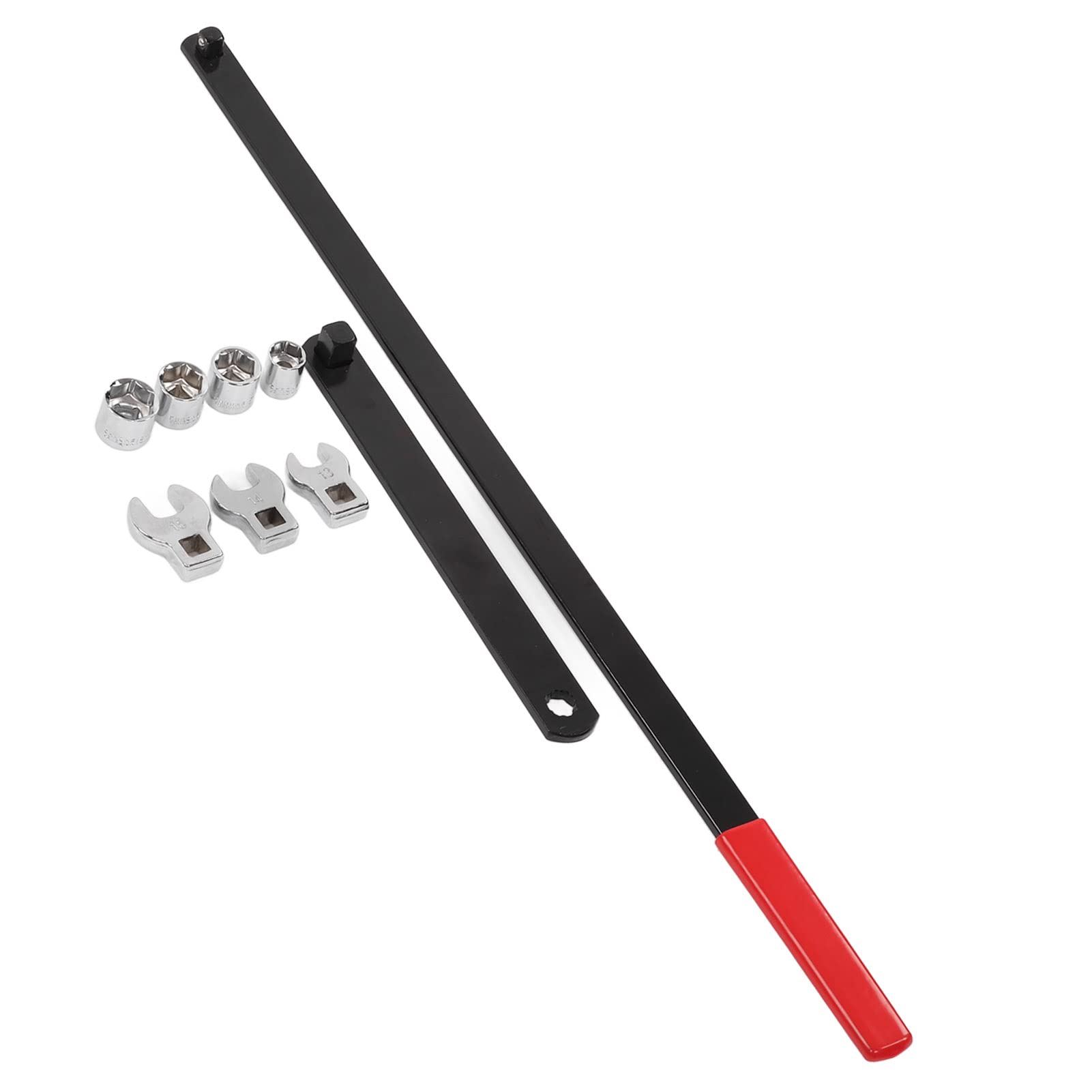Juego de Herramientas de Tensor de Correa Serpentina de Trinquete de 10 Piezas para Poleas Locas con Resorte 3 Cabezales de Llave, 2 Palancas, 4 Enchufes Kit Universal de Reparación Automotriz