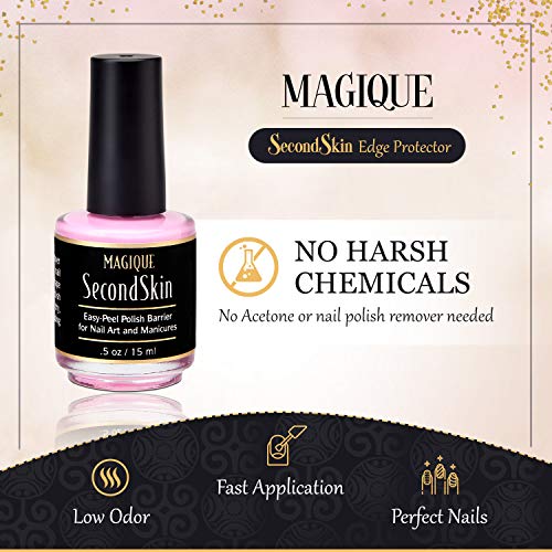 Simply Peel Liquid Latex for Nails - Nail Polish Protector for Fingers - Nail Peel Off Liquid Tape - Peel Away Liquid Nail Tape - Nail Polish Guard - Nail Latex Peel Off - Magique SecondSkin 0.5 Fl Oz