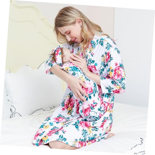 Peignoir de maternité en coton ensemble 3 pièces floral S/M