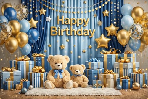 Image of Happy Birthday Theme Backdrop Banner 5x7 ft - Digital Print Cloth Background, Reusable Birthday Party Wall Decoration for Girls, Photo Booth & Stage Decor (BD 34)