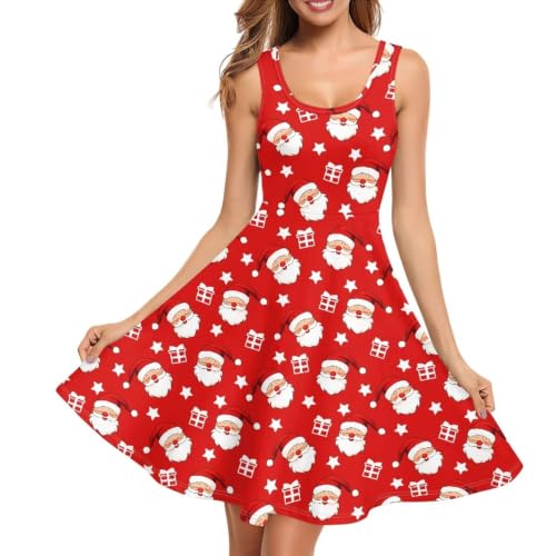 Image of Women Stylish Tank Dresses Sleeveless Round Neck Midi Casual Dress with Pocket for Summer