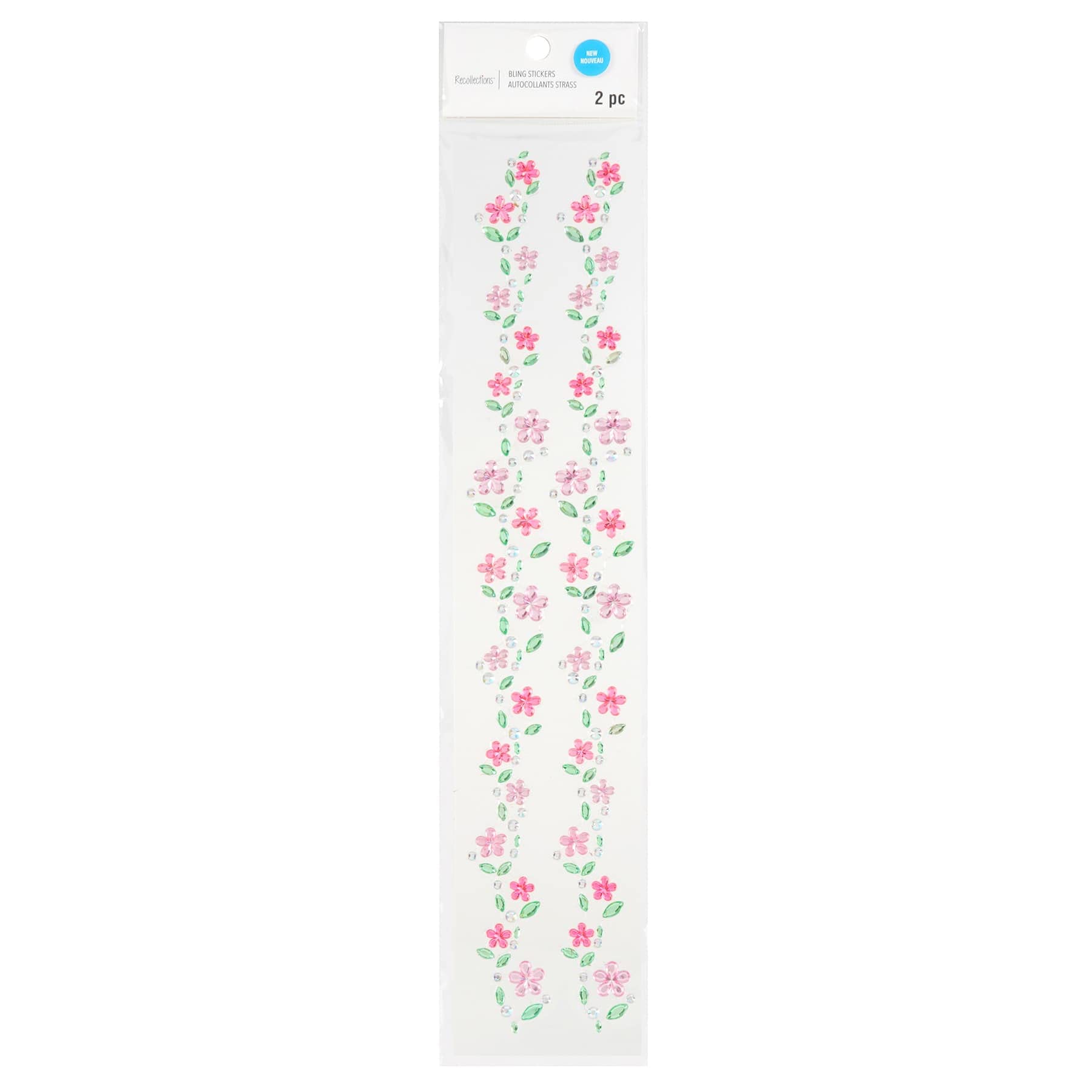 12 Packs: 2 ct. (24 Total) Flowers Strip Bling Stickers by Recollections™