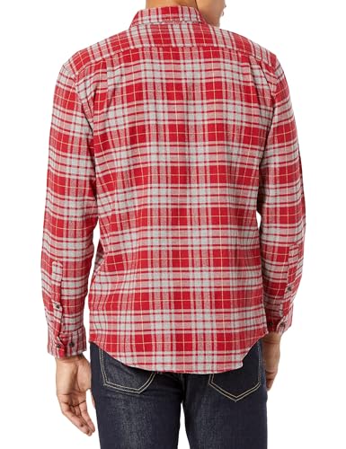 Image of Amazon Essentials Men's Regular Fit Long-Sleeve Flannel Shirt, Soft Brushed Cotton, Lightweight yet Warm