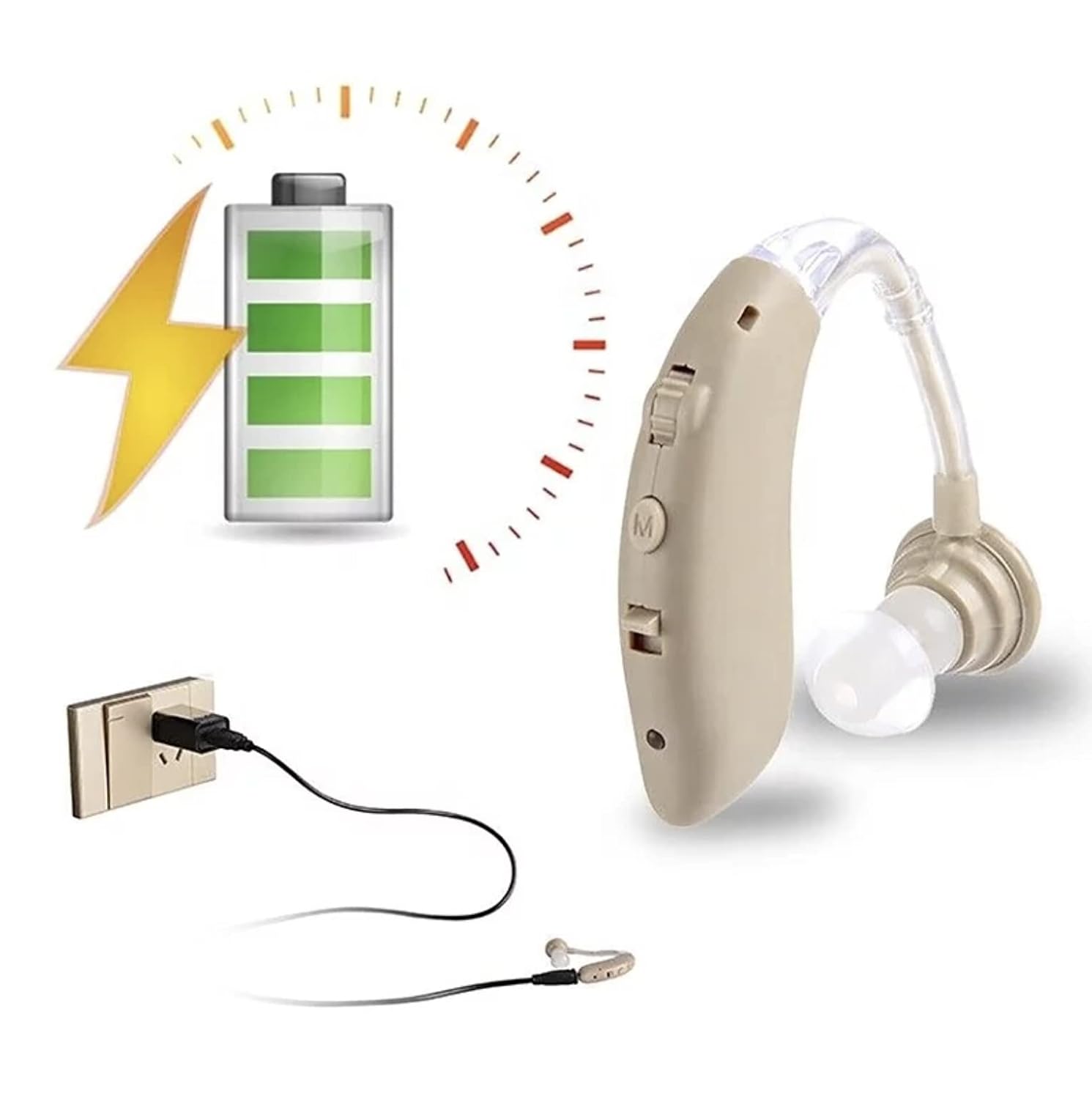 Hearing Aids, Enjoyee Hearing Aids for Seniors Invisible Rechargeable Hearing Amplifier with Noise Cancelling for Adults Hearing Loss, Digital Ear Hearing Assist Devices Volume Control Flesh