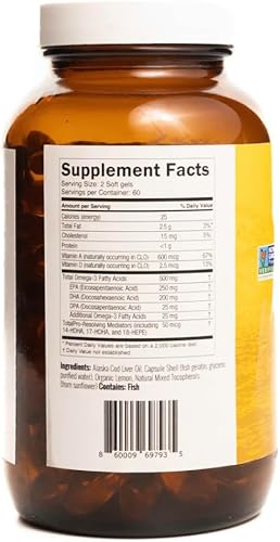 Miniatura 6 de On Target Living Aceite de hígado de bacalao de Alaska 120 geles blandos  Línea capturada en los Estados Unidos  Vitamina D de origen natural  Rico