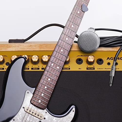 LyxPro 40 Watt Electric Guitar Amplifier | Solid State Studio Amp with 8” 4-Ohm Speaker, Custom EQ Controls, Drive, Delay, ¼” Passive/Active/Microphone Inputs, Aux in & Headphone Jack - Natural - Thumbnail 5