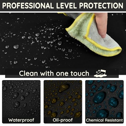 Wasserdichte ölbeständige PVC-Schürze Schwerlast Verstellbare Gummischürze Chemikalienbeständige Arbeitsschürze für Geschirrwaschen, Laborarbeit, Metzgerei, Hundepflege, Fischreinigung, Schwarz