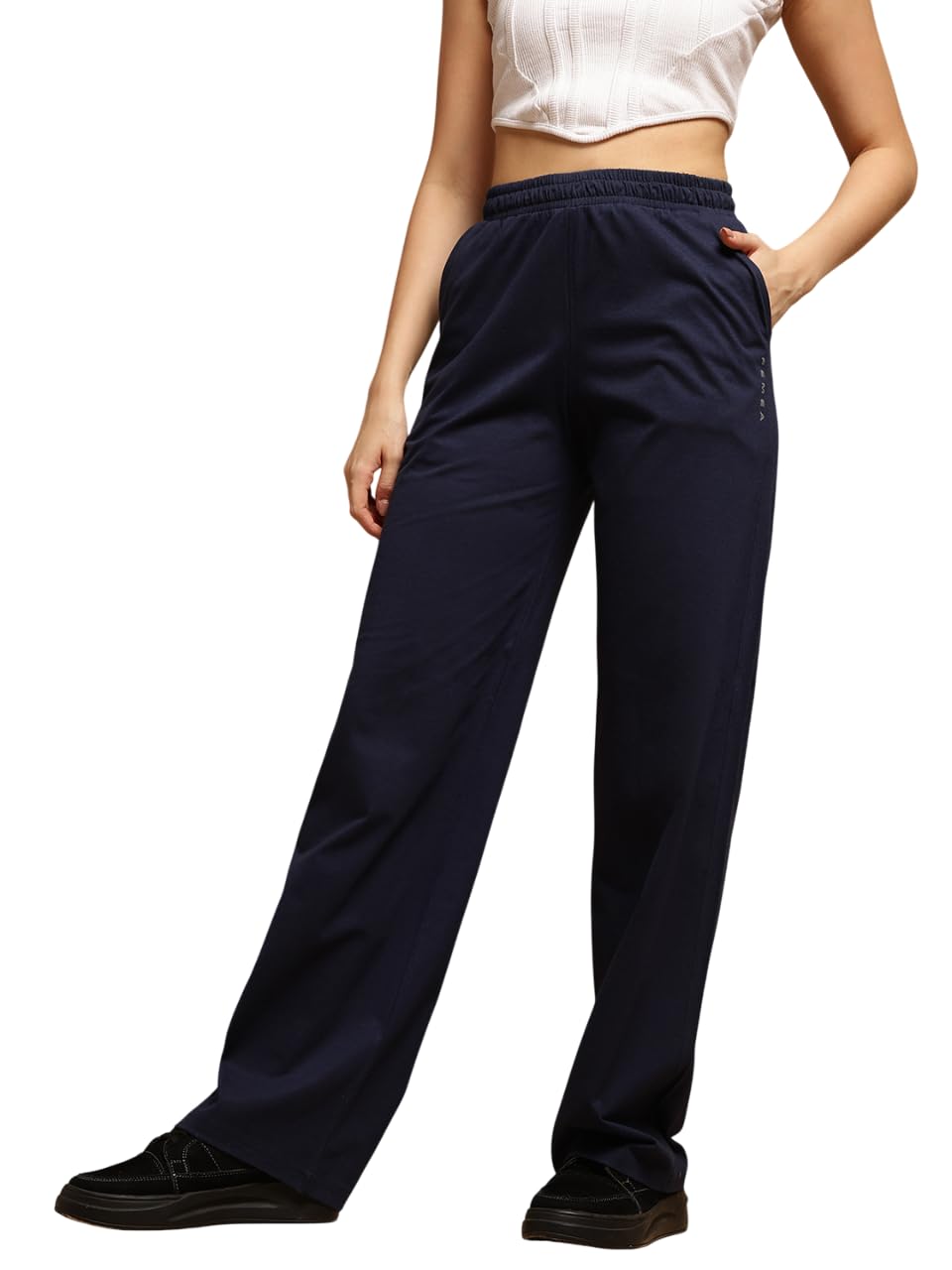 Women Straight-Fit Mid-Rise Wide Leg Track Pants-image-17