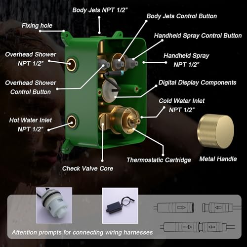 Thermostatic-Shower-System-Brushed-Gold-Shower-Faucet-Set-Rain-LED-12-inch-Full-Body-Shower-Head-Set-with-Water-Temperature-Display-Push-Button-Shower-Valve-6-PCS-Body-Jets-Handheld-Shower