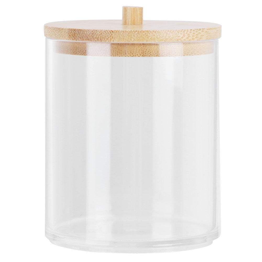 Barattoli Per Spezie E Cotone In Plastica Trasparente Con Coperchio In Bambù (Set Da 1, 10x7 Cm) - 3