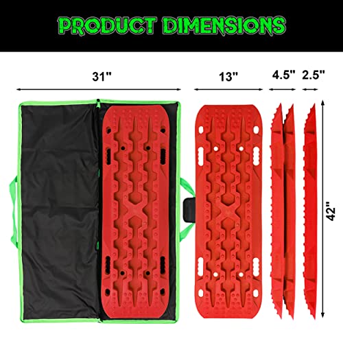 Image of Rhino USA Off-Road Traction Boards (2-Pack) - Sand, Mud & Snow (Red)