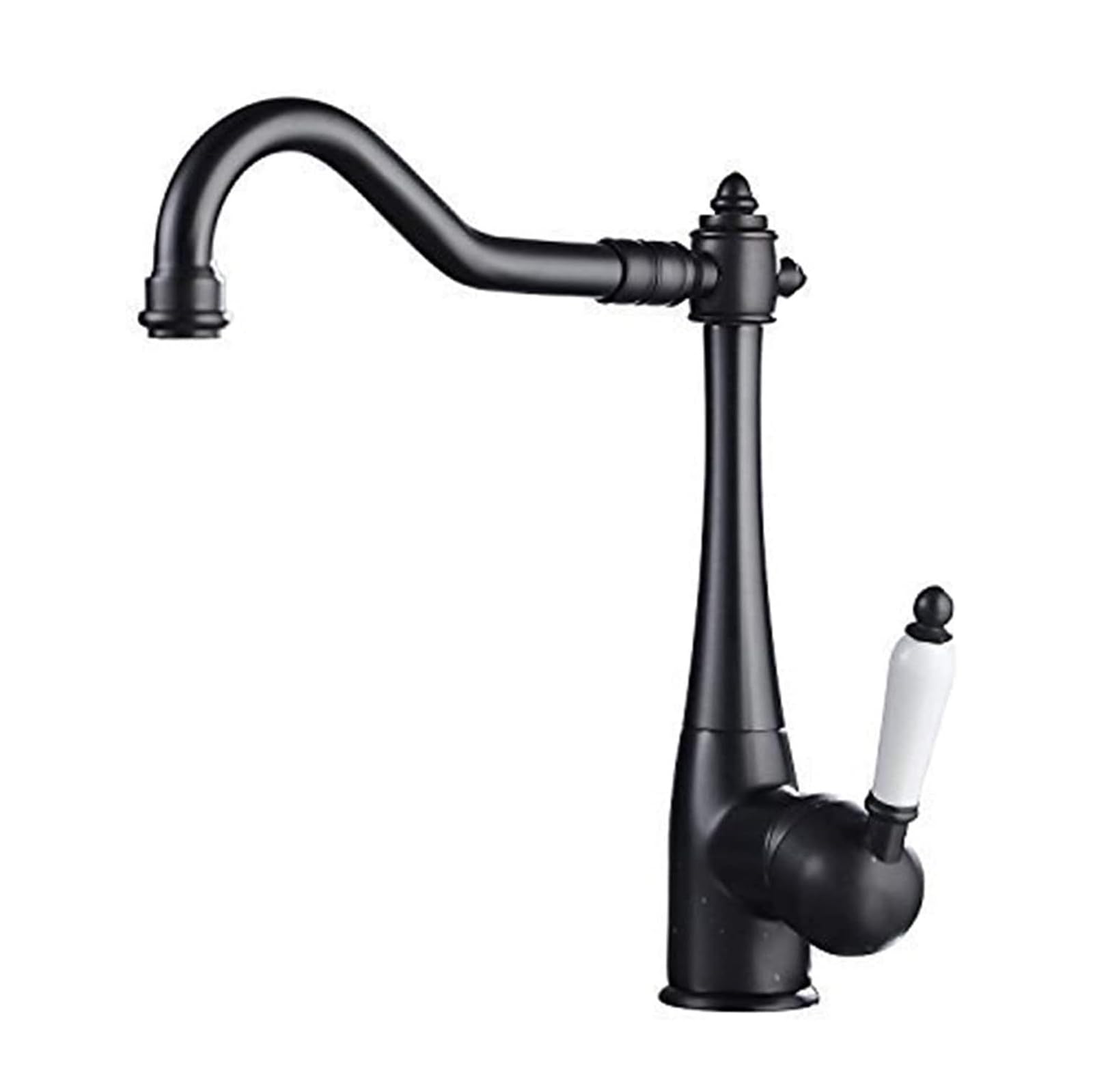 Mitigeur pivotant noir en laiton pour évier de cuisine eau chaude et froide