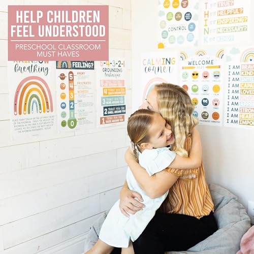 Hadley Designs 8 Calming Corner Posters For Classroom Must Haves For Teachers - 11x17 Calm Down Corner Supplies, Feelings Chart For Kids Ages 4-8, Toddler Emotions Chart, Boho Classroom Decor - Image 3