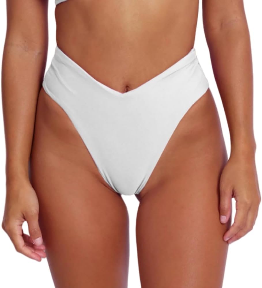 geluboao Women's Bikini Bottom Sexy V Cut High Cut Swimsuit High Waisted Bathing Suit Bottoms
