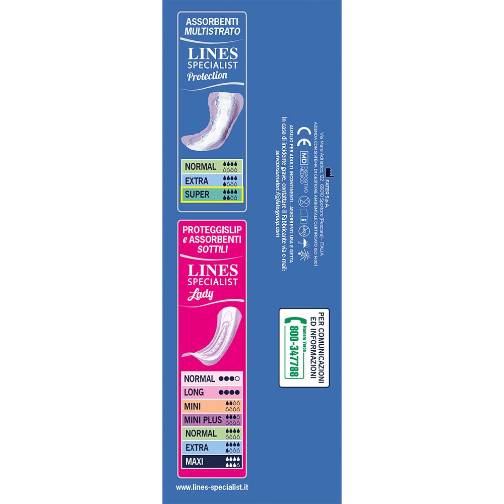 Lines Specialist Protection Super, Assorbenti per Incontinenza, Cartone da 60 Pezzi