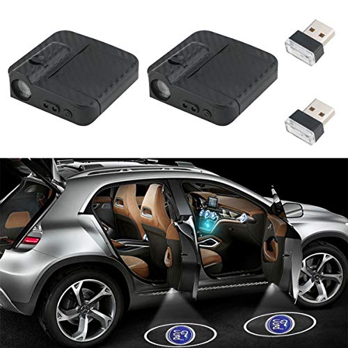 Seamuing Proyector de Logotipos Coche, 2 Piezas Auto Puerta Led Logo Universal Inalámbrico, Puerta de Coche Led Con 2 Pcs USB Mini Led Atmosphere Light para Ford Focus Todos Los Modelos de Coche