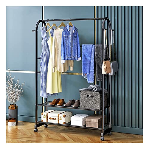 Portant à vêtements noir 80 cm porte-manteau étendoir métal avec roulettes