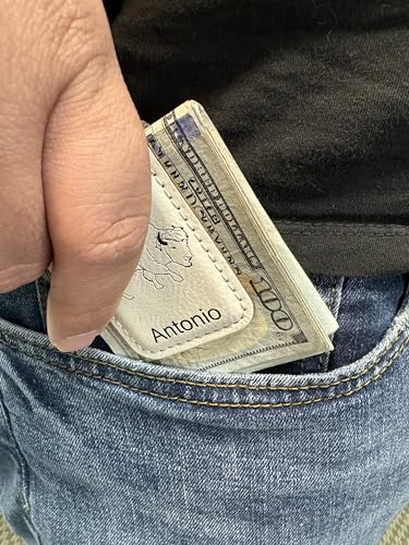 LaserGram Slim Magnetic Money Clip, Lion Head, Personalized Engraving Included (White)2