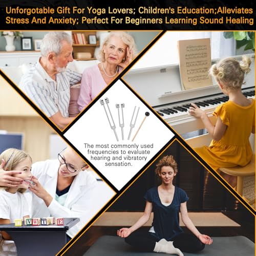 tuning forks for healing 128hz 256hz 512hzweighted amp unweighted tuning forks setwith reflex hammer for healing chakra setessential yogahealingsound therapygift for women