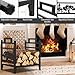 TANGZON Firewood Rack, Heavy Duty Metal Fire Log Holder with Side Handles & Adjustable Foot Pads, Indoor Outdoor Decorative Fireplace Wood Storage Basket Stand, 45 x 33 x 44cm TANGZON Firewood Rack, Heavy Duty Metal Fire Log Holder with Side Handles & Adjustable Foot Pads, Indoor Outdoor Decorative Fireplace Wood Storage Basket Stand, 45 x 33 x 44cm