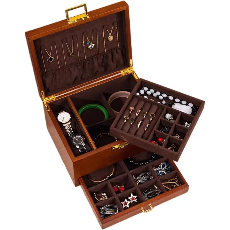 Bescott 3 Layer Solid Wood Jewelry Box