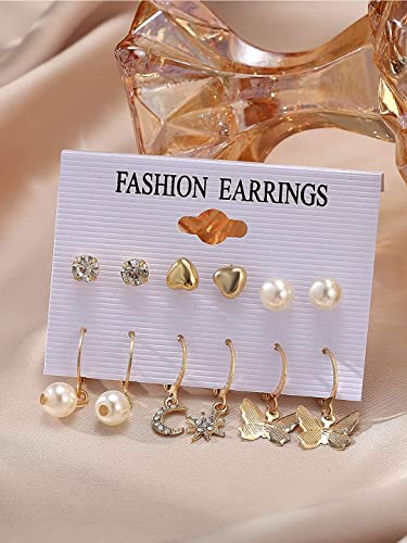 Image of Shining Diva Fashion Stylish Combo Design 6 Pairs Metal Earrings for Women and Girls (F12787er)