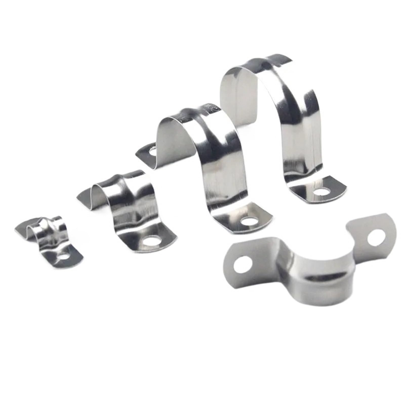 Lztdsbx One Color Stainless Steel Conduit Clamps 200Pcs Stainless Steel Thickened Tube Card U Type Water Pipe Clamp Horseback Saddle Throat Hoop Bracket(12Mm)
