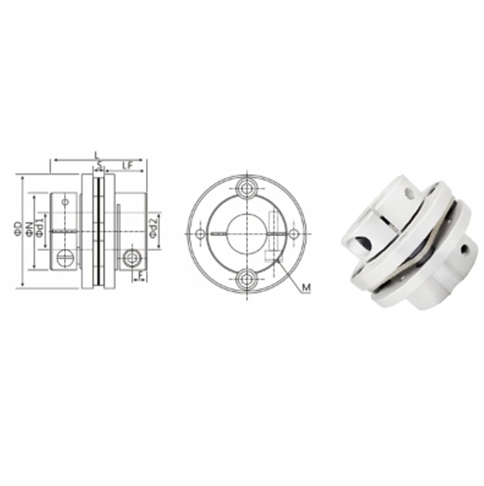 Giunto flessibile a disco singolo a gradino D56L45, giunto a manicotto for albero servomotore Scanalato Elastico(12mm to 12mm)