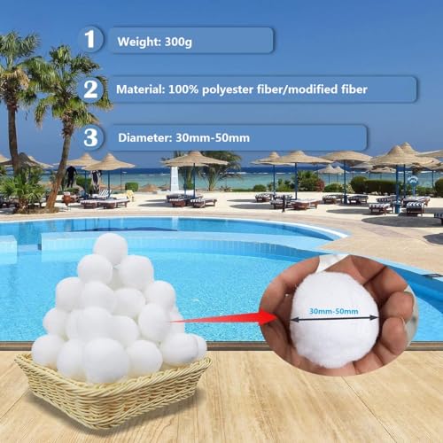 Filterbälle Pool,Filterbälle für Sandfilteranlagen,Filter Balls 300g Ersetzen 10kg Filtersand Geeignet für Pool für Aquarium und Poolzubehör,Pool Filter Schwimmbad Filteranlagen