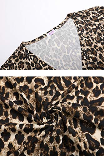 Bluetime Women Long Sleeves Open Front Leopard Prints Cardigan Lightweight Maxi Cardigan (S, Floral1)