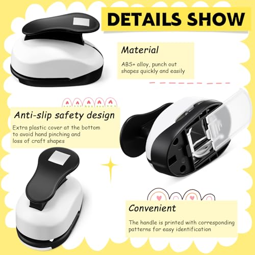 Image of CHENGU 6 Pcs Square Punch Set 3in /2in /1.5in /1in /0.6in /0.3in Scrapbook Hole Punchers Crafting with 10 Sticker Paper Square Cutter Scrapbook for Office Supplies DIY Albums Photos(Black)