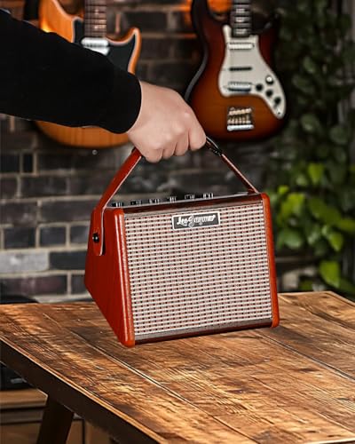Image of Leo Jaymz 15W Portable Guitar Amplifier with BT Connection, Rechargeable Battery, Tone Control, Headphone Jack, and Versatile Sound Customization for Practice and Performance