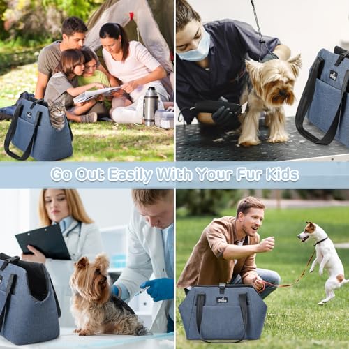 Ipettie IP-OT-C01BL Heated Cat Carrier, Dog Carrier For Small Dogs, Pet Carrier Airline Approved For Travel, Walking, Vet Visits, Soft-Sided Carrier With Removable Heating Pad & Safety Buckle, Denim Blue thumb #5