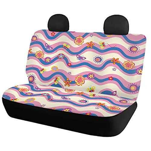 Image of Universal Auto Car Seat Cover Full Set Colorful Butterfly Print Stylish Durable Easy Install Car Seat Protector for Women Breathable Comfortable Front Back Seat Cover Universal Fit Most Cars Trucks