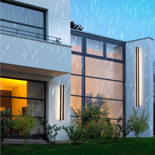 Applique murale LED noire 80cm lumière neutre IP65 pour villa et salon