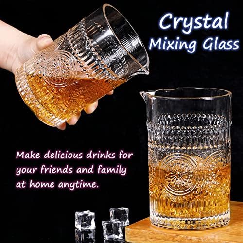 Gusnilo Cocktail Stirring Glasses for Whiskey Cocktail Mixing Glass 24oz Mixing Glass Mixing for Stirring Drinks,Old Fashioned Crystal Bar mixing Glass 710ml Cocktail Stirring Glasses 2PCS - Thumbnail 4