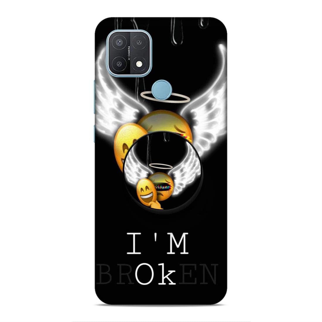 SmashItUp Designer Printed Hard Plastic Matt Finish Mobile Case Back Cover with Mobile Holder for Oppo A15 (Quote/I am Okay)