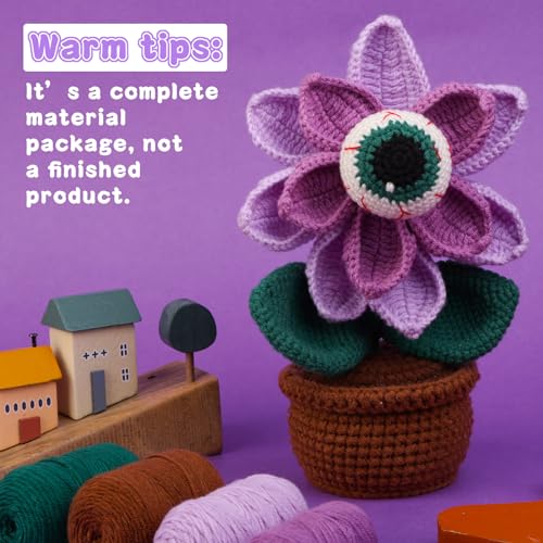Image of kgxulr Crochet Kit, Big-Eyed Beginner Crochet Kit for Adults, Knitting Kit | Crochet Kit for Beginners, Crochet Flower Kit, Beginner Crochet Kit for Adults with Step-by-Step Video Tutorials