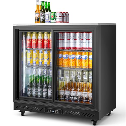 Image of BODEGACOOLER Back Bar Cooler,7.7 Cu.ft Commercial Beverage Refrigerator with 2 Sliding Glass Doors, Stainless Top,Beverage Fridge Perfect for Beer,Wine,Soda,DOE Approved