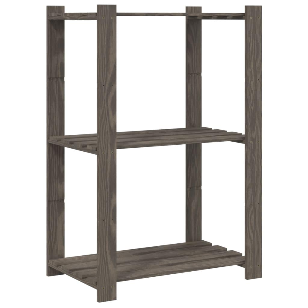 Estantería de 3 Niveles Madera Maciza Pino Gris 60x38x90 cm, Estanterias Almacenaje, Estanterias Trastero, Estanterias para Garaje, Estantes para Herramientas, Estanteria Almacen - 373387