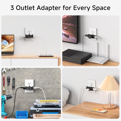 image for [UL Listed] Cable Matters 3-Pack 3 Way Plug Adapter 15A 1875W, 3 Prong