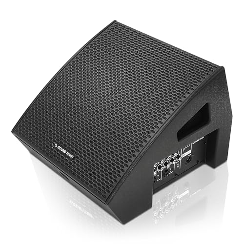 Image of Sound Town CARME Series 12 inch Multipurpose Powered Loudspeaker, with Coaxial Compression Driver, Class D amp., DSP, Birch Plywood for Live Sound, Karaoke, Bar, Church, Black (CARME-12MPW)