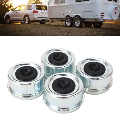 Anhängerlager-Staubkappe, 62 Mm X 36 Mm Anhängerachsen-Staubkappenbecher, Fettabdeckung, Radnabenkappen mit 4 Gummistopfen für 7000 Bis 8000 Pfund Schwere Anhängerachsen-Radnabe