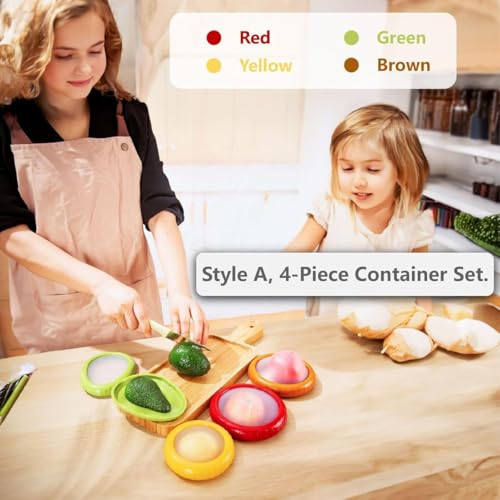 Image of upsimples Fruit and Vegetable Anti-Oxidation Storage Box,Fruit Storage Containers for Fridge,Silicone (Fruit and Vegetable cover (4 Pc)),Multicolor